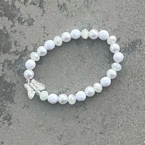 white glass butterfly bracelet